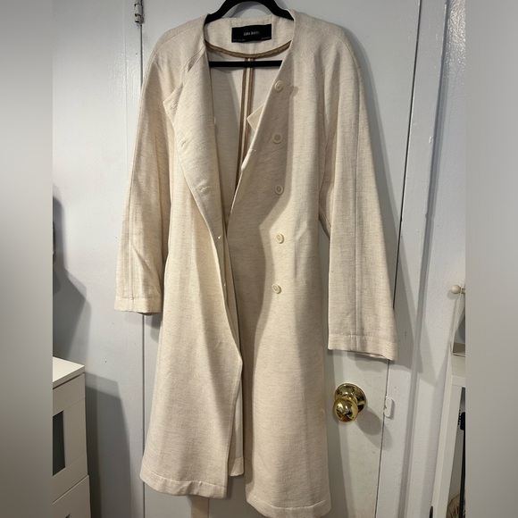 ZARA Cream Long Autumn Winter Coat - Picture 11 of 12